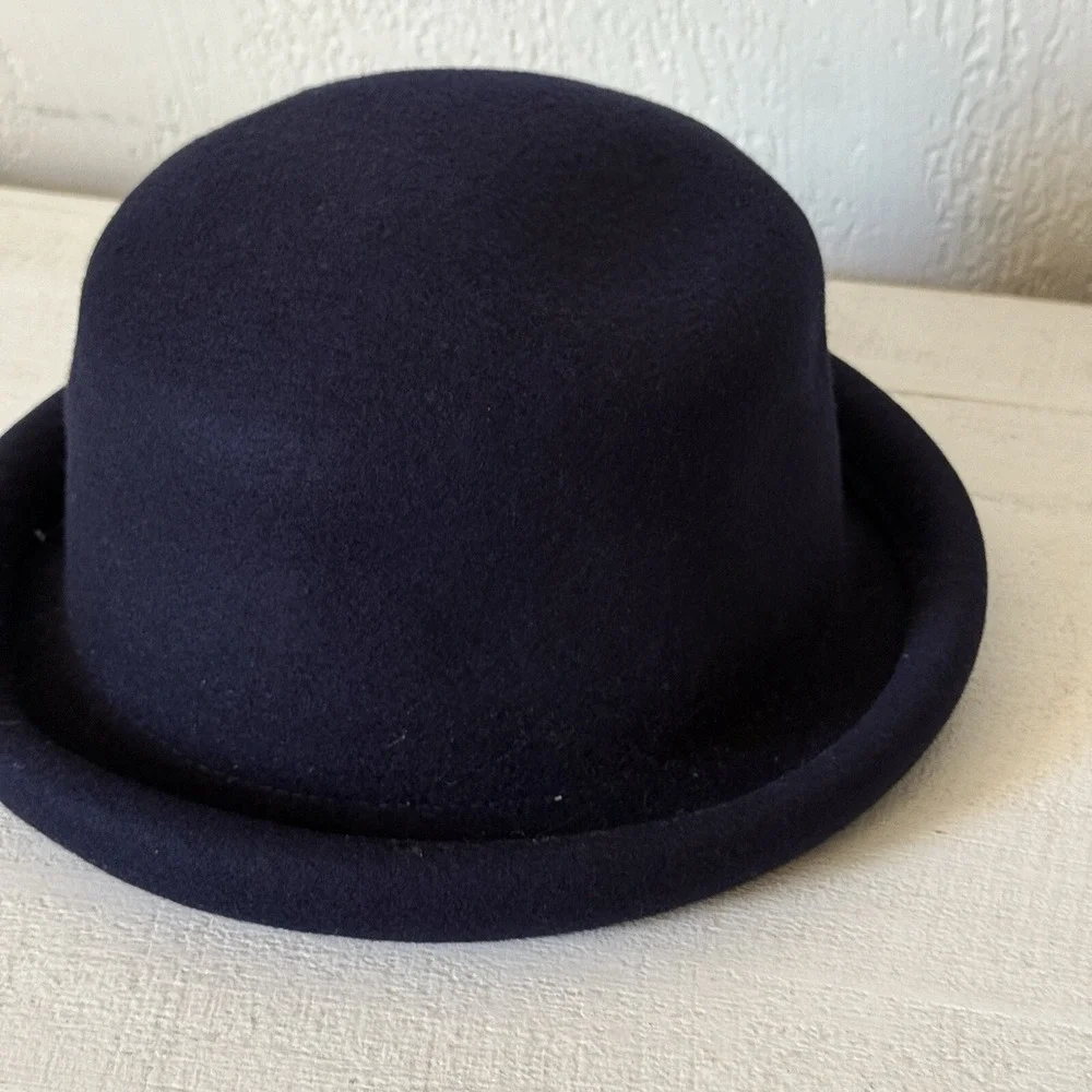 THE LIMITED WOOL WOMENS BUCKET HAT Navy Blue, Made in Italy